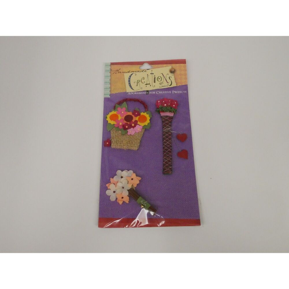 Handmade Creations Flower Bouquet Craft Embellishments 3 Pack NOS Sealed